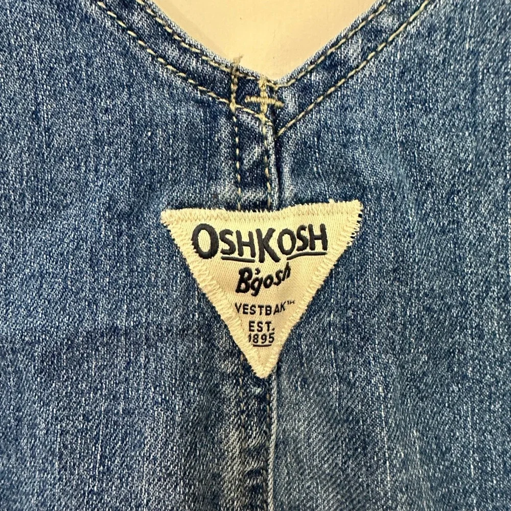 Oshkosh B'gosh Blue Vestbak Overalls Toddler Girl Heart Pocket 2T Ruched Pockets